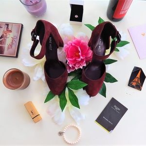 Nine West Burgundy Lynnora Strap Heels